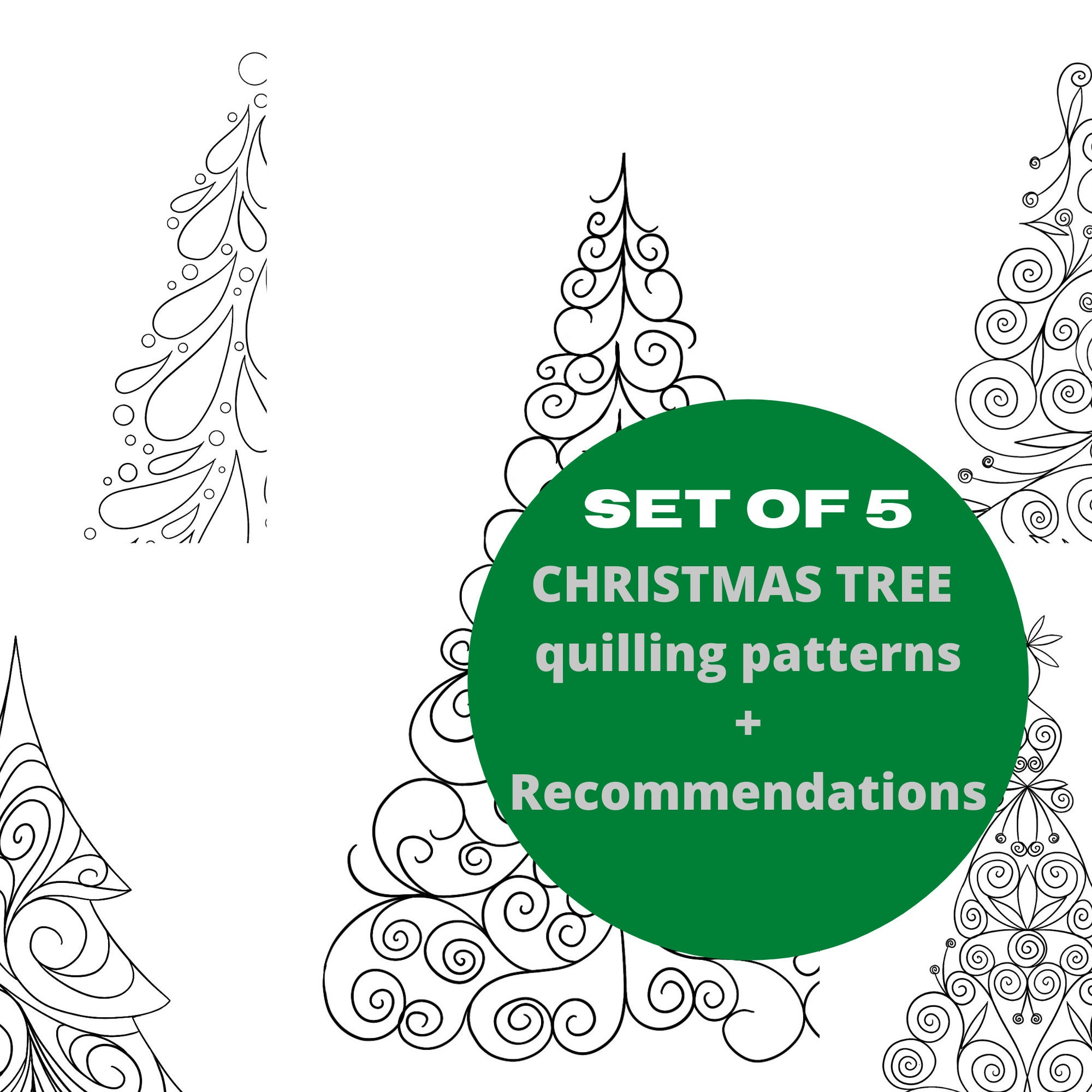 Set Of Five Quilling Patterns - Christmas Tree Pattern - Quilling throughout Printable Christmas Quilling Patterns
