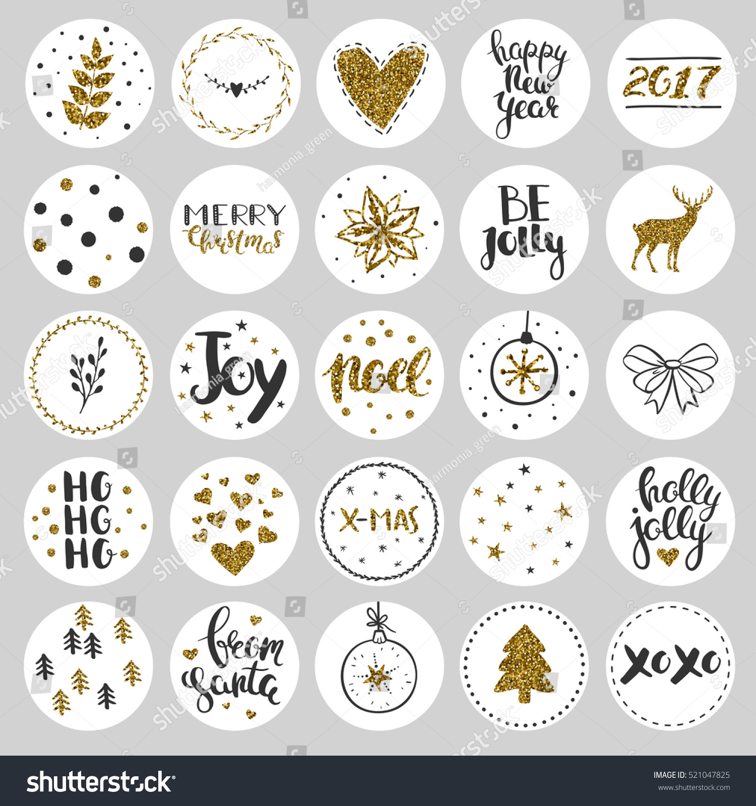 Set Round Christmas Stickers Christmas Labels Stock Vector pertaining to Free Printable Round Christmas Labels