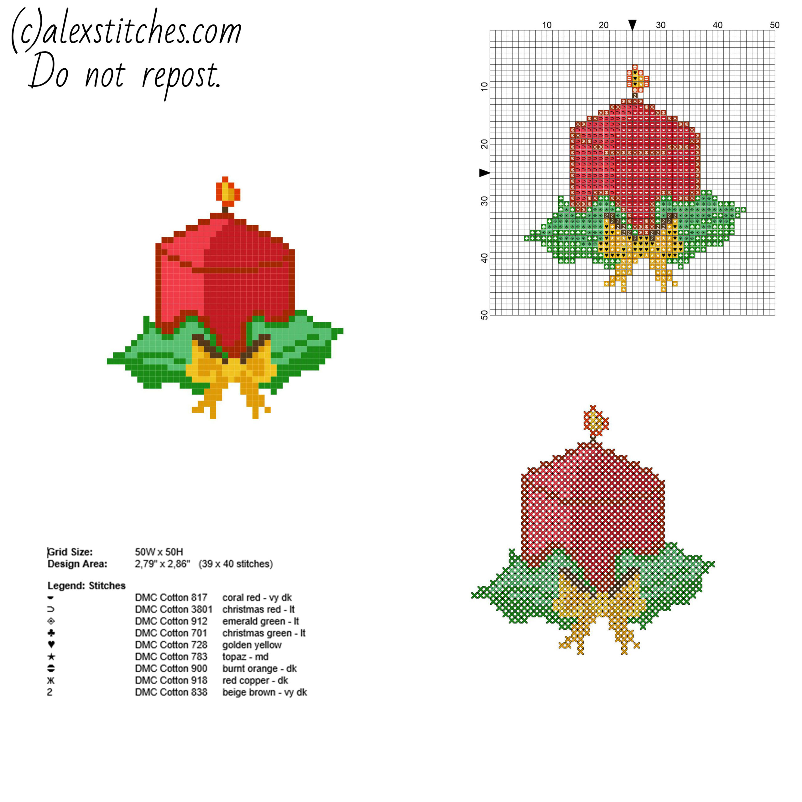 Simple And Small Cross Stitch Christmas Card With A Candle Free intended for Christmas Cross Stitch Patterns Free Printable