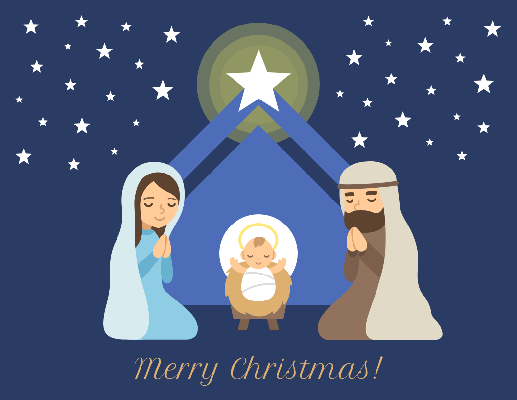 Starry Night Religious Christmas Card - Venngage within Religious Christmas Card Free Printable