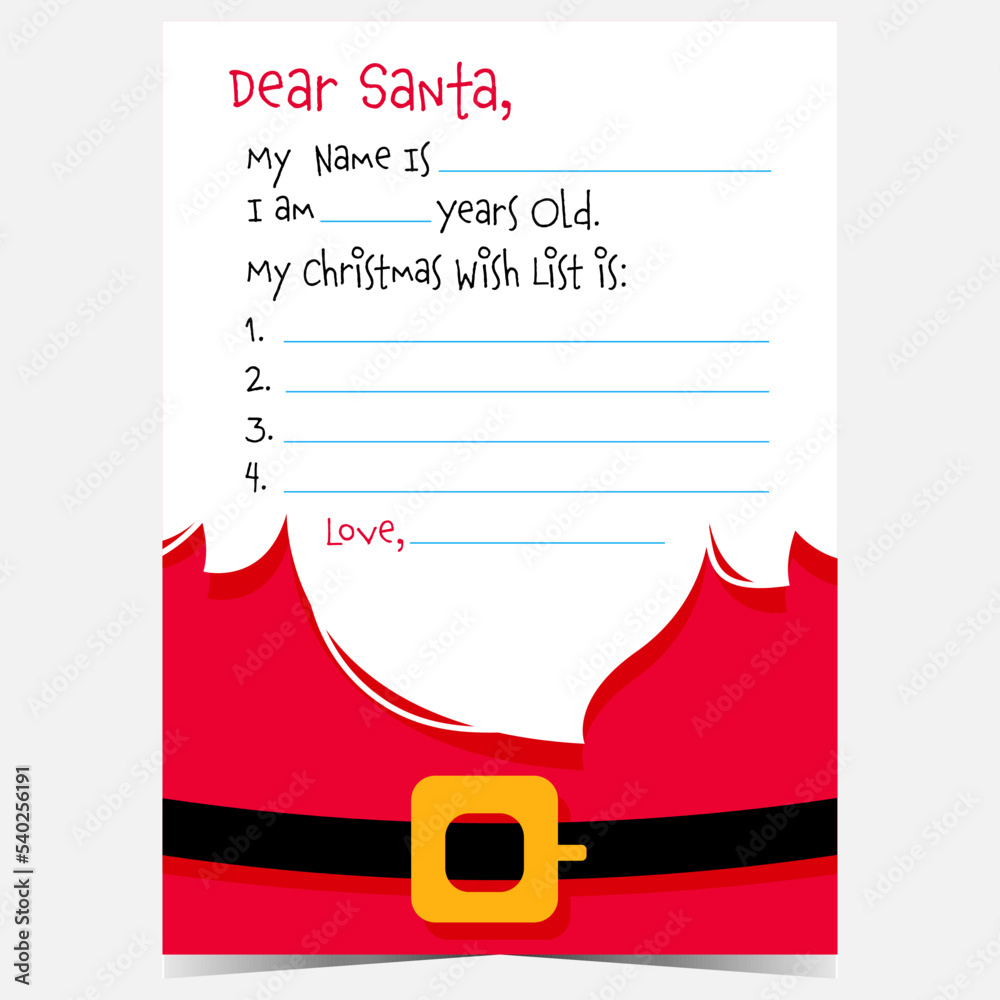 Stock-Vektorgrafik „Dear Santa Christmas Letter Template With regarding Santa Christmas Letter Printable