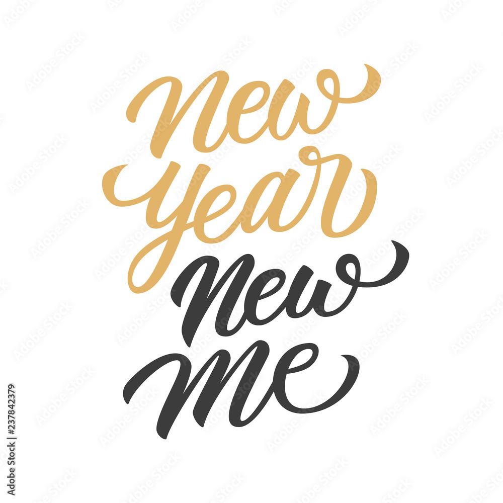 Stock-Vektorgrafik „New Year New Me Handwritten Inscription with New Year New Me Quote