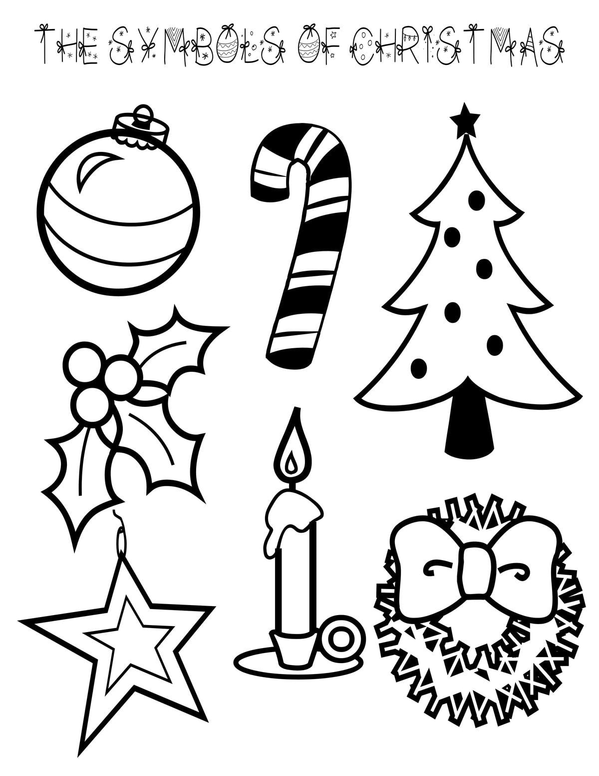 Symbols Of Christmas Coloring Page regarding Symbols Of Christmas Printable