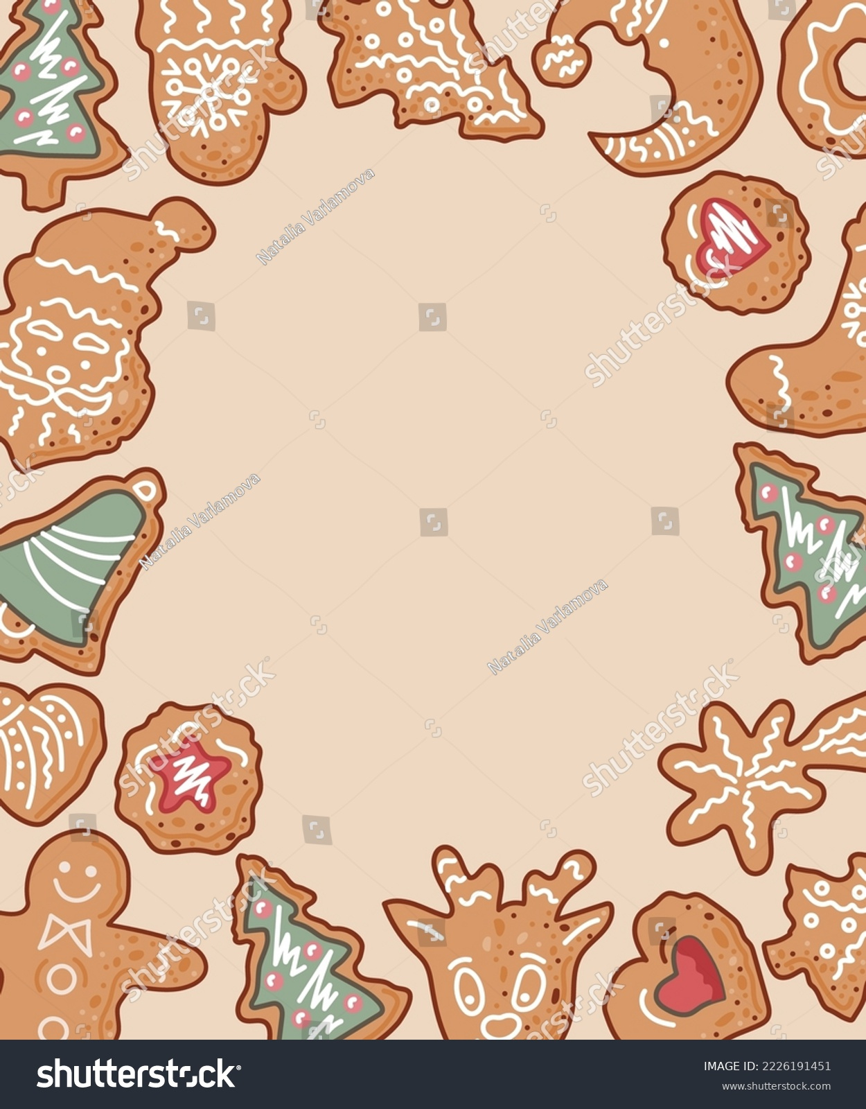 Template Gingerbread Cookies Holiday Baking Party Stock Vector for Free Printable Christmas Cookie Border