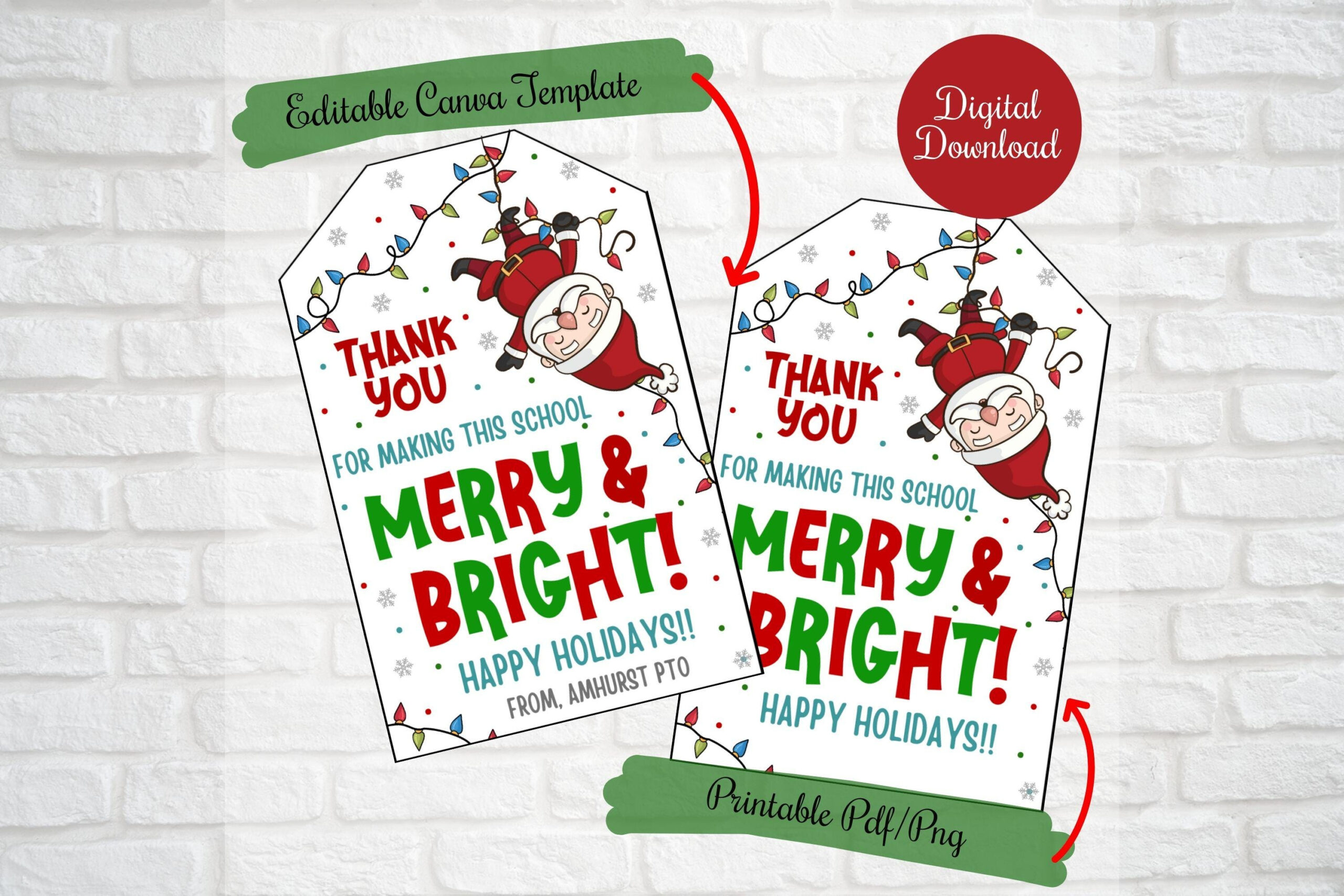 Thank You For Making This School Merry And Bright, Teacher pertaining to Teacher Christmas Gift Tags Printable