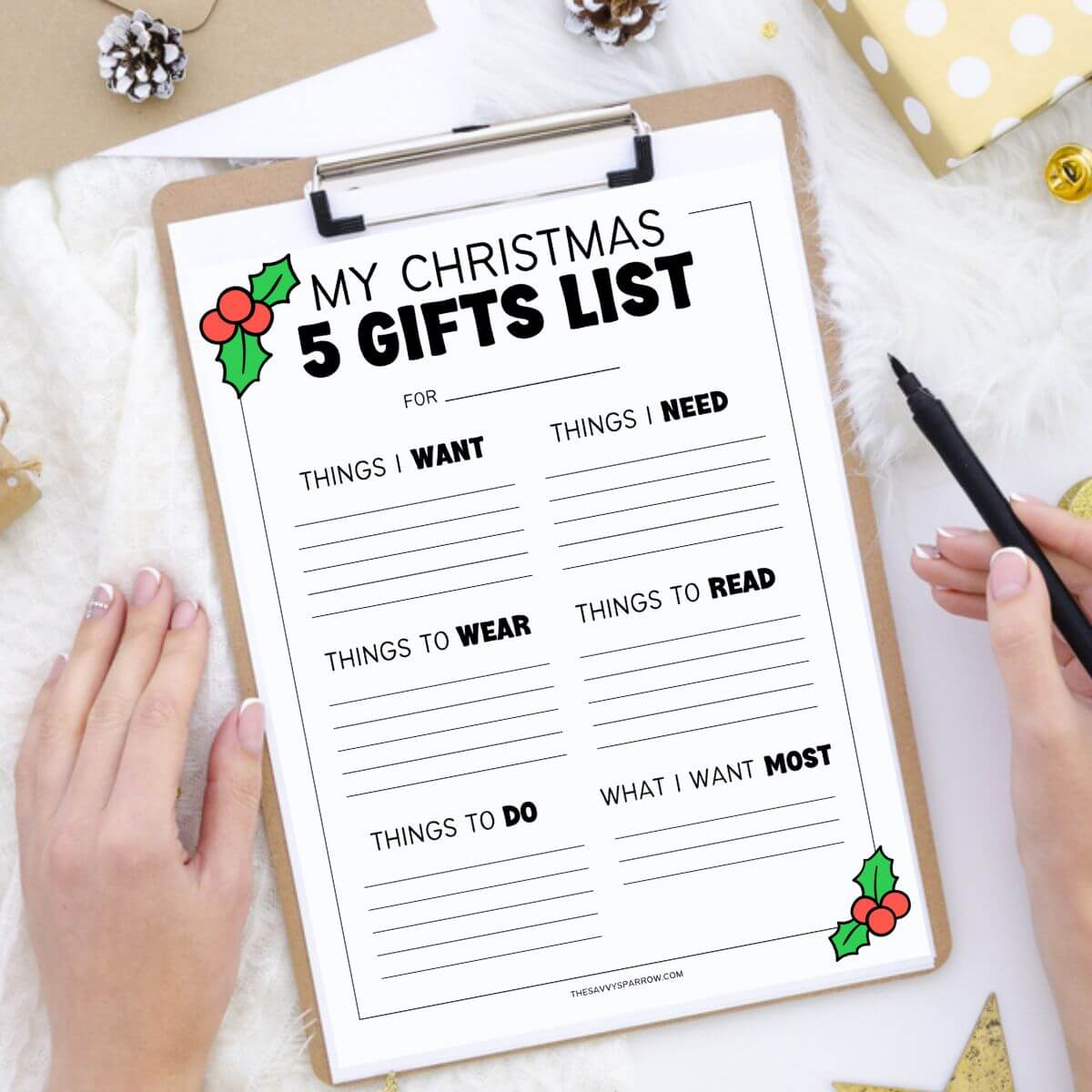 The 5 Gift Rule For Christmas And Free Printable 5 Gifts Wish List for 5 Gift Rule Christmas Printable