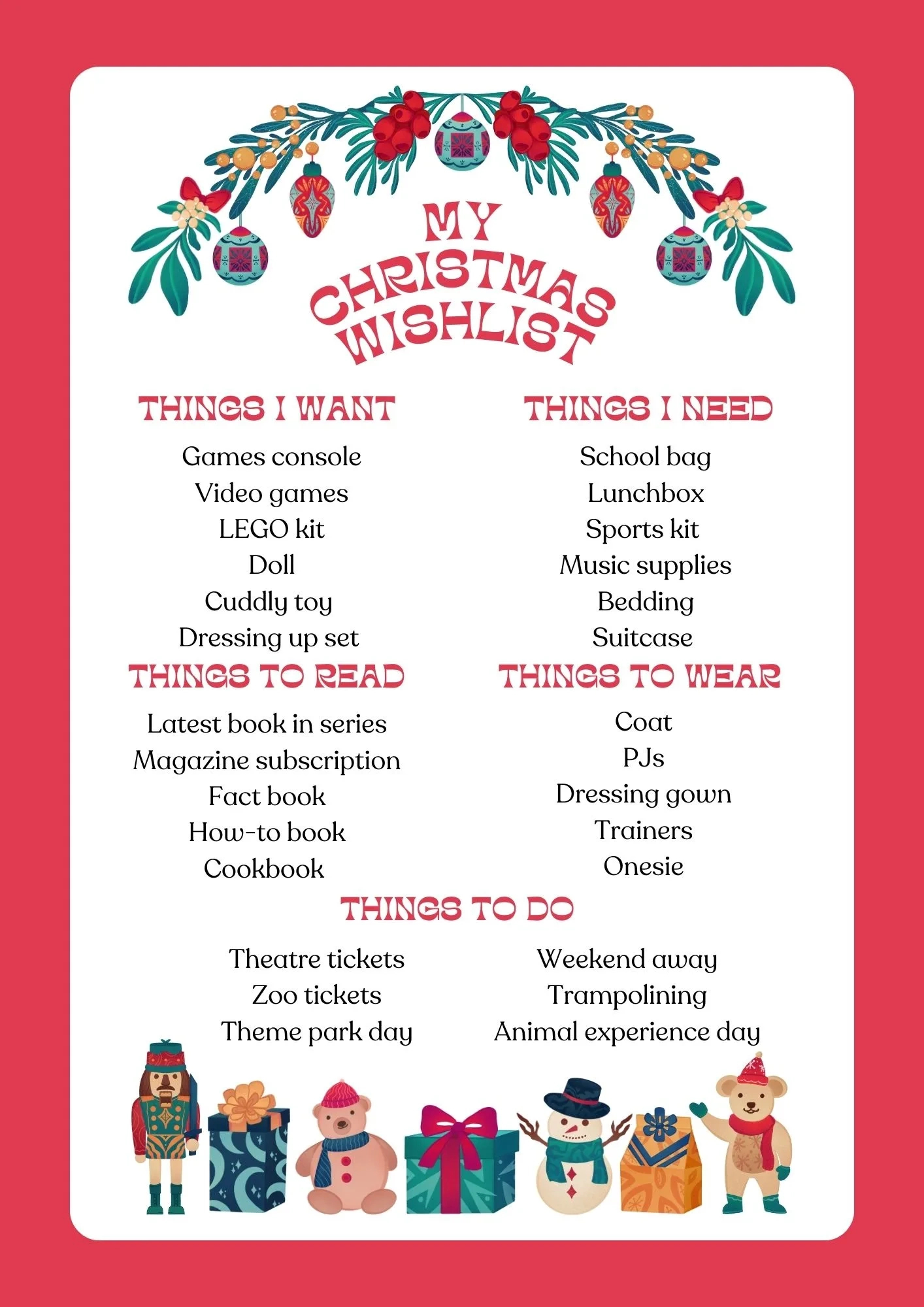 The 5 Gift Rule For Christmas + Free Printable Wishlist - The throughout 5 Gift Rule Christmas Printable