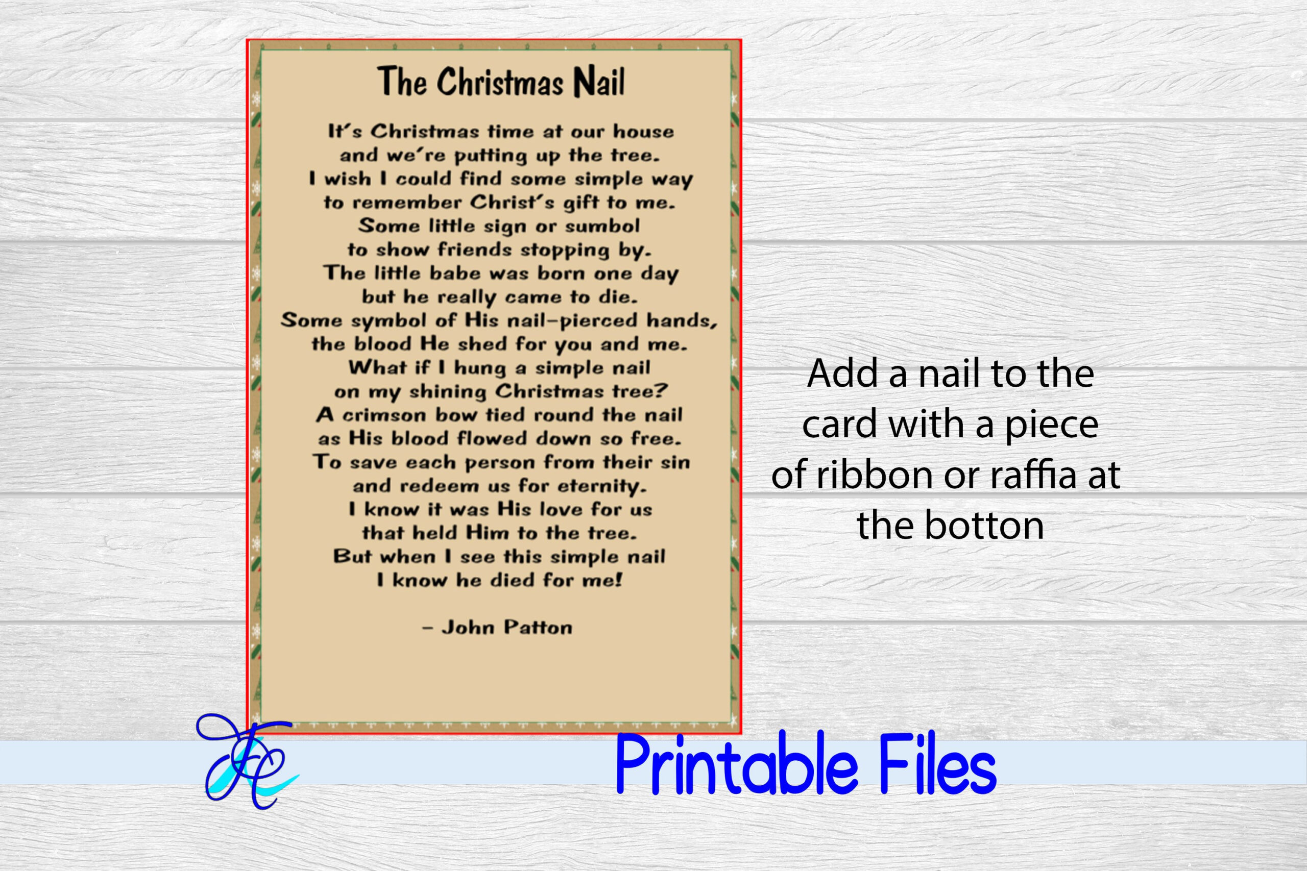 The Christmas Nail with regard to The Christmas Nail Poem Printable
