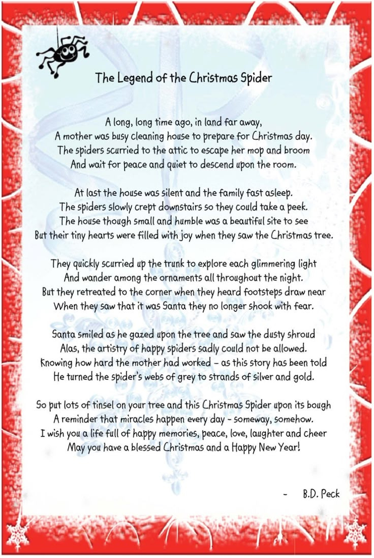 The Legend Of The Christmas Spider Printable - Google Search within Free Printable Christmas Spider Story