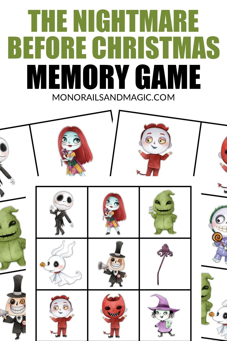 The Nightmare Before Christmas Memory Game Free Printable in Nightmare Before Christmas Printable Free