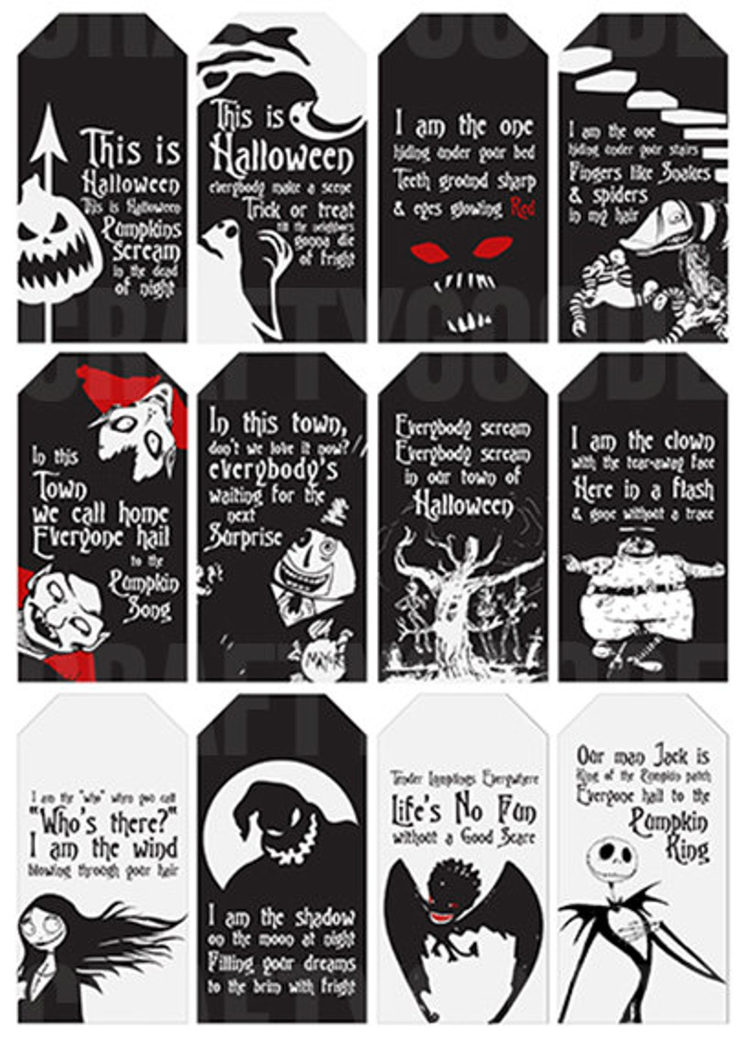This Is Halloween | The Nightmare Before Christmas Gift Tags | Printable |  Typography - Etsy with Free Printable Nightmare Before Christmas Gift Tags