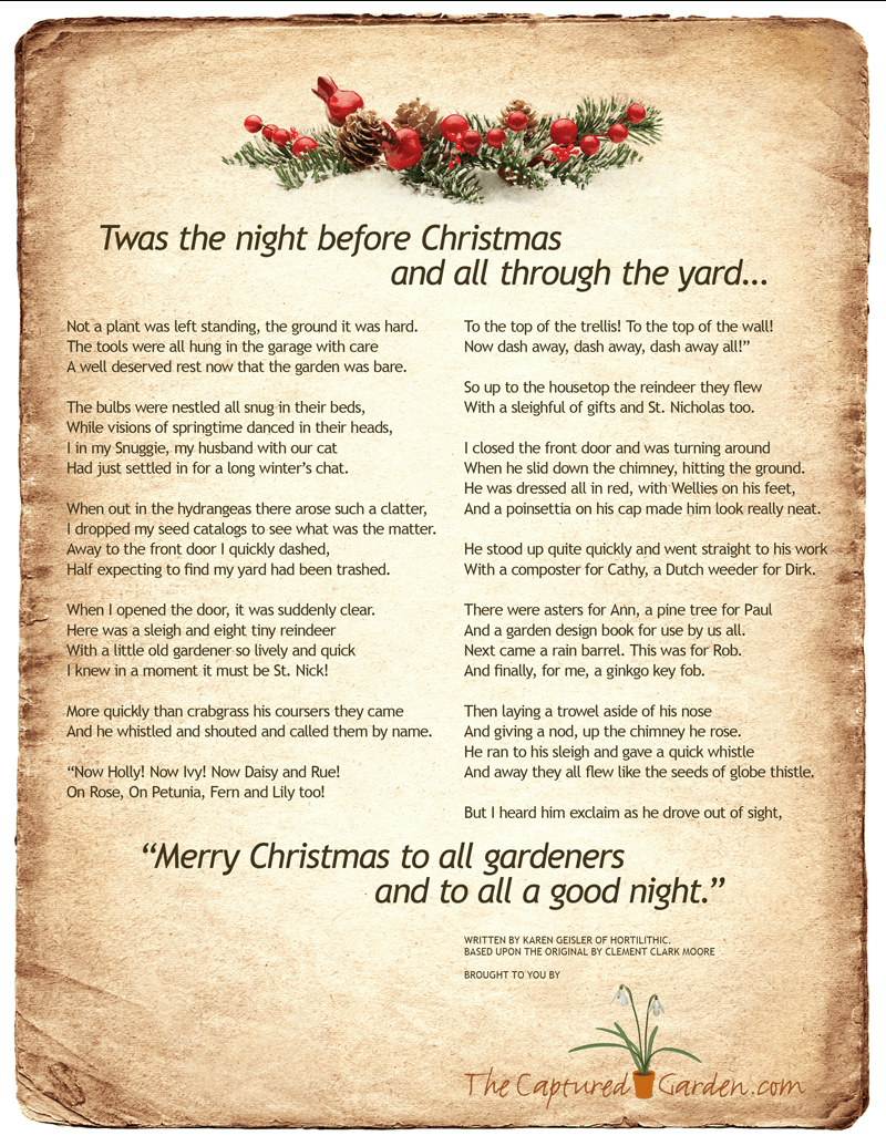 Twas The Night Before Christmas - Gardener&amp;#039;S Version - The inside Printable Night Before Christmas Poem