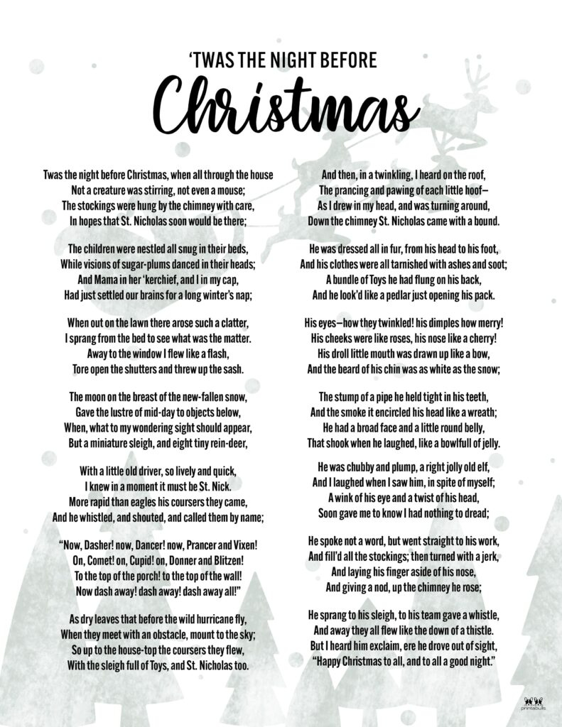 Twas The Night Before Christmas Printables | Printabulls inside Printable Night Before Christmas Poem