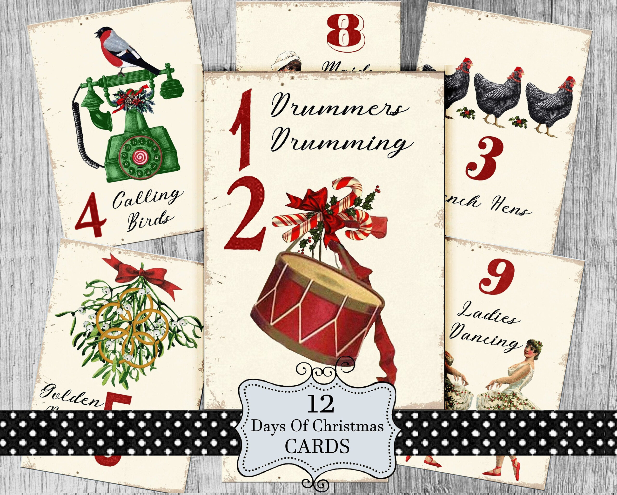 Twelve Days Of Christmas Printable Cards, Retro Christmas regarding 12 Days of Christmas Printable Card