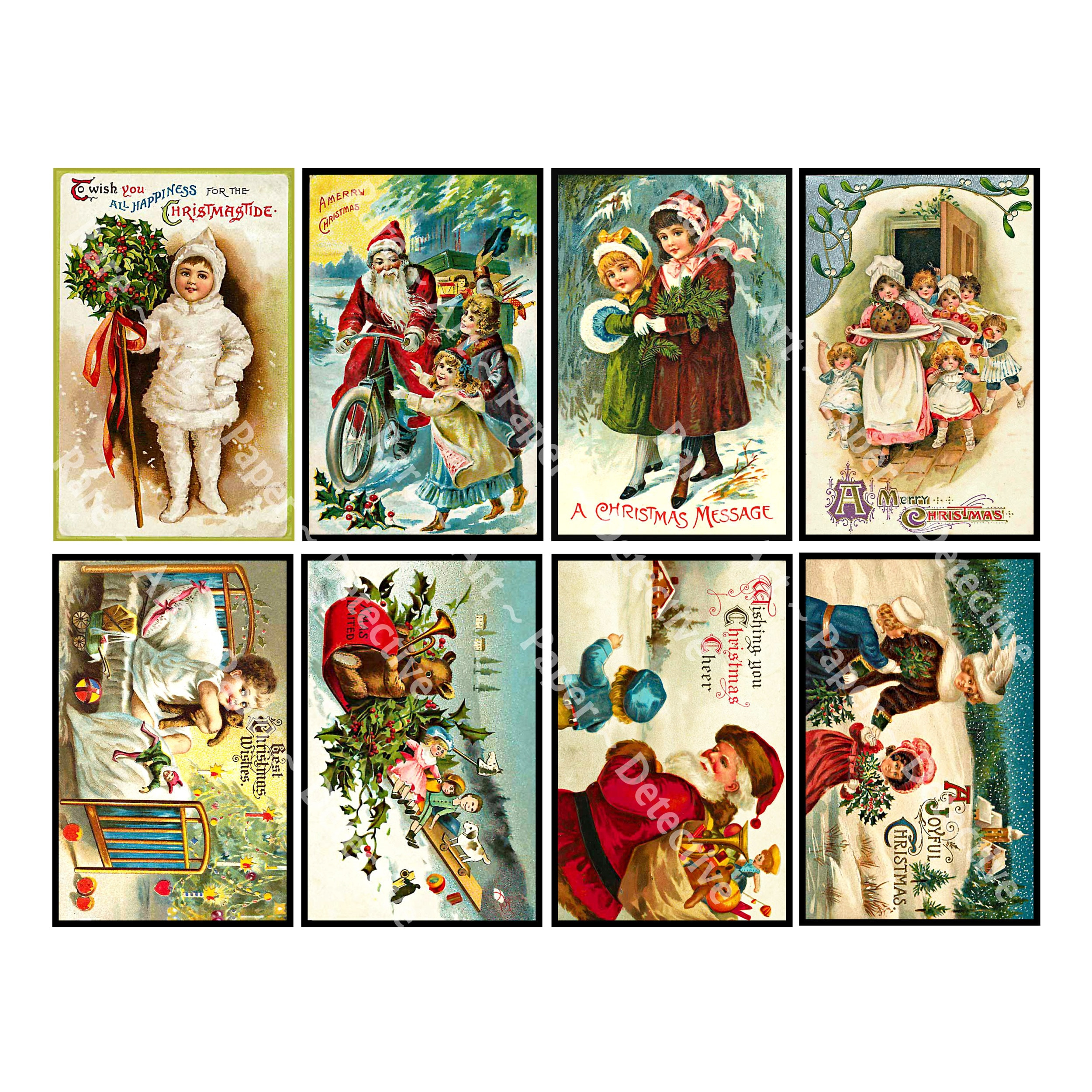 Victorian Christmas Cards, Digital Vintage Santa Claus Cards pertaining to Printable Victorian Christmas Card