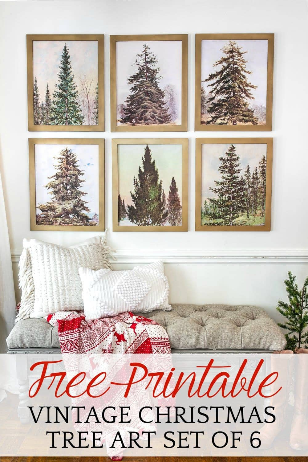 Vintage Christmas Tree Gallery Wall Printable Set - Bless&amp;#039;Er House regarding Vintage Christmas Prints Free Printable