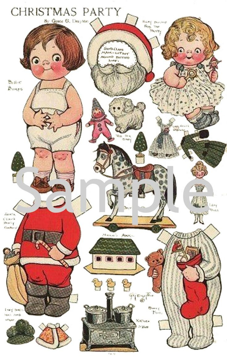 Vintage Dolly Dingle And Friends Holiday Paper Dolls, Digital Pdf for Christmas Paper Doll Printable