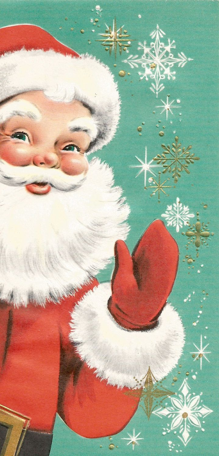 Vintage Retro Santa Claus Christmas Card Digital Download pertaining to Printable Christmas Santa Claus