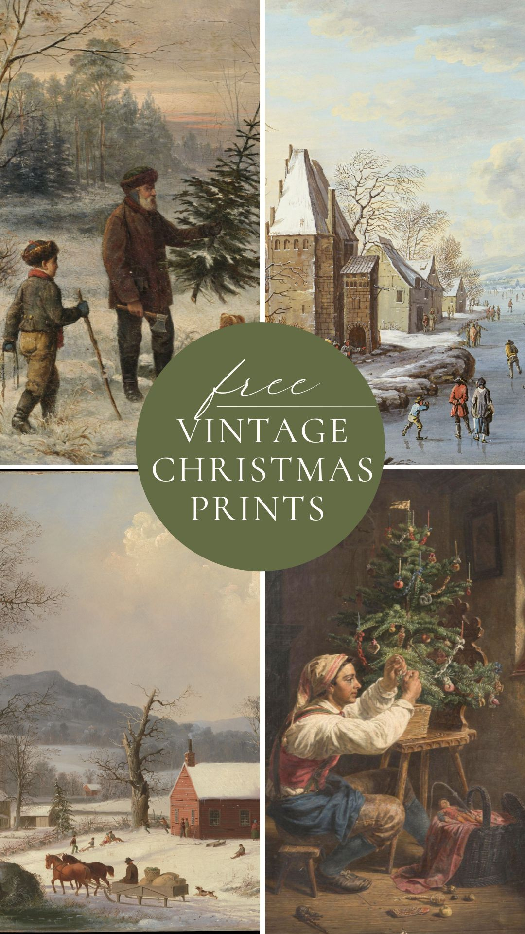 Vintage Winter Village Prints | Amelia Lawrence with regard to Vintage Christmas Prints Free Printable