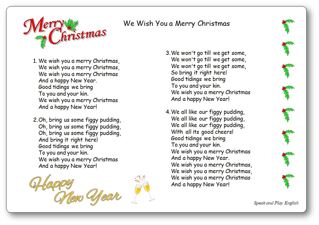 We Wish You A Merry Christmas - Lyrics In English And In French with regard to Printable Words to We Wish You a Merry Christmas