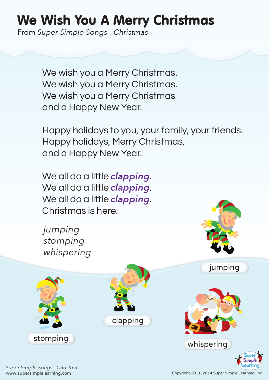 We Wish You A Merry Christmas Lyrics Poster - Super Simple intended for Printable Christmas Songs Lyrics