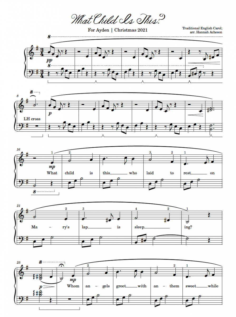 What Child Is This?&amp;quot; | Free Christmas Sheet Music - Acheson Piano throughout Free Printable Christmas Music Piano