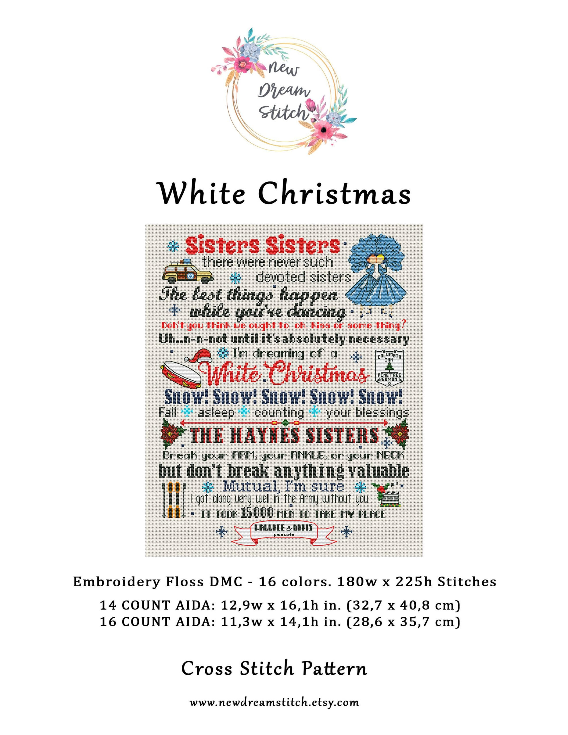 White Christmas Best Quotes Cross Stitch Pattern, Embroidery inside Printable White Christmas Lyrics