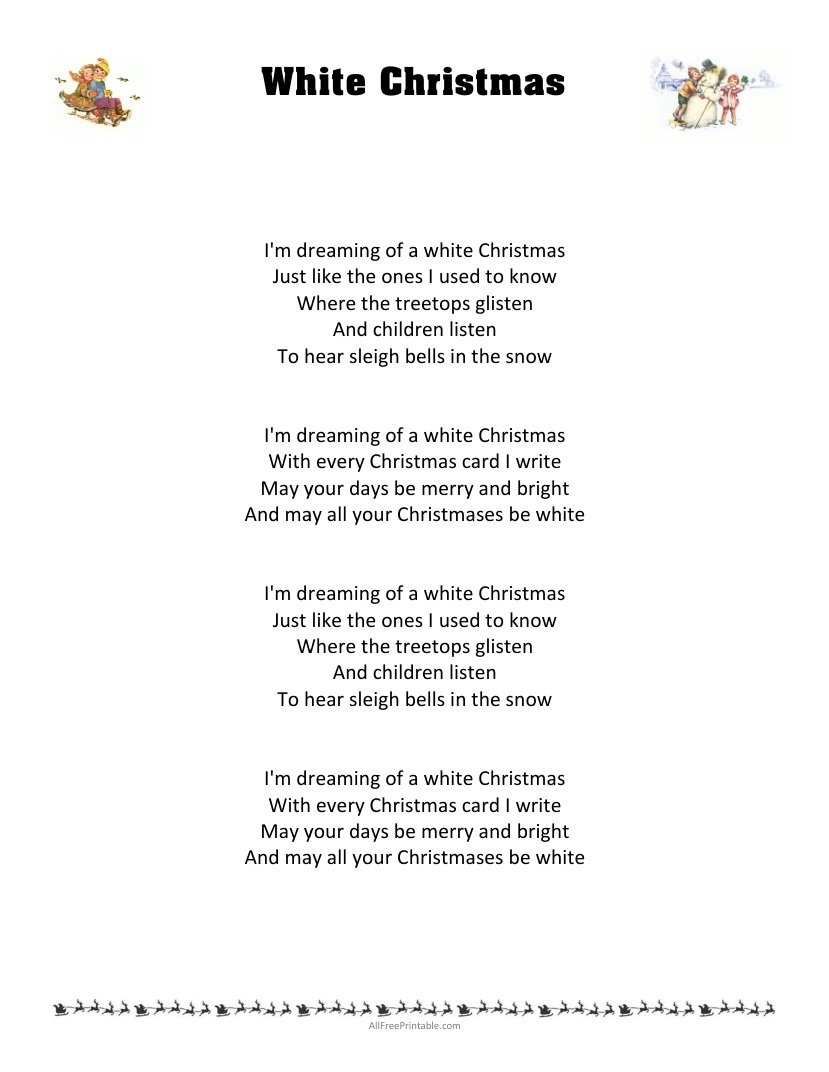 White Christmas Lyrics – Free Printable regarding Printable White Christmas Lyrics