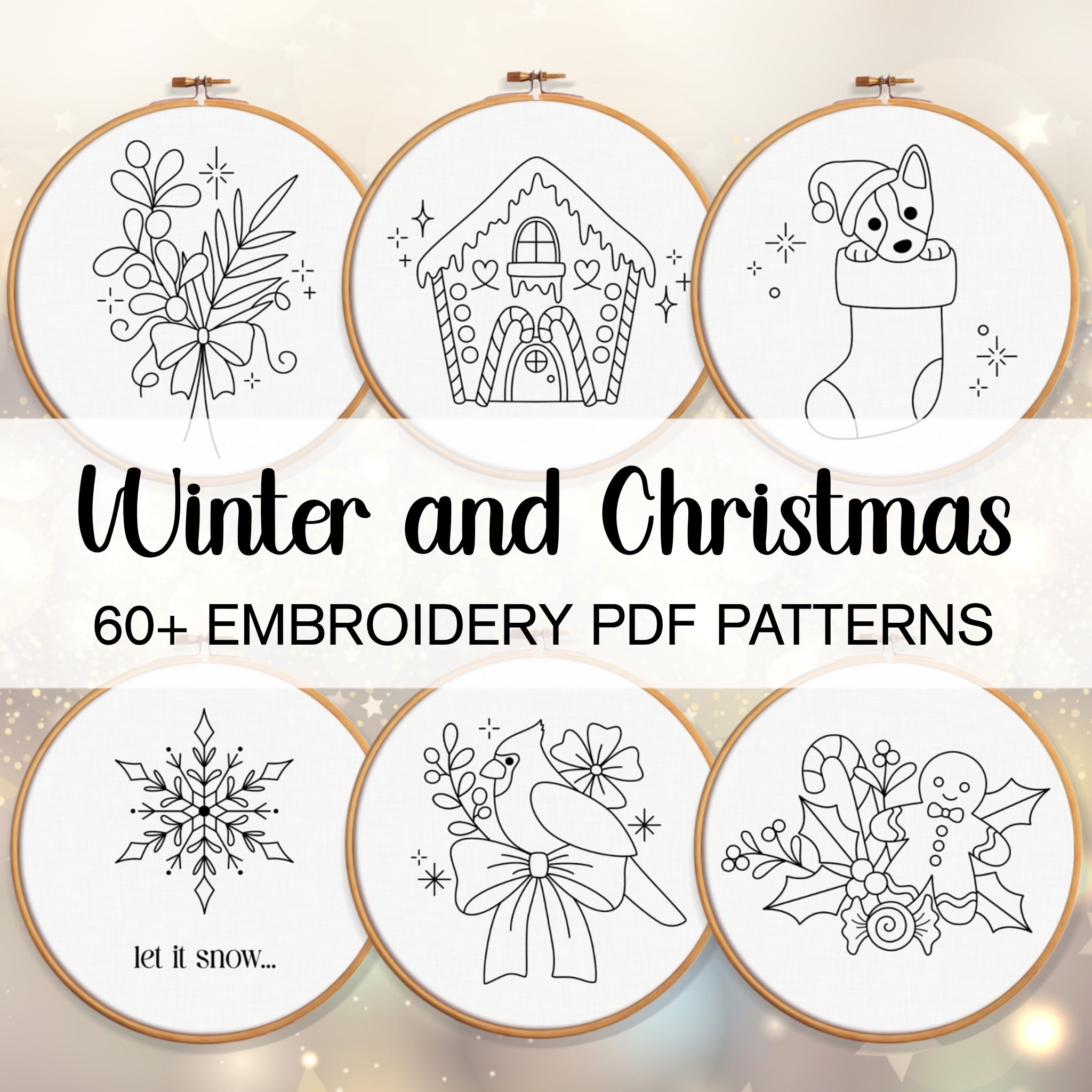 Winter And Christmas Embroidery Pattern Bundle Download, Pdf intended for Free Printable Christmas Embroidery Patterns By Hand