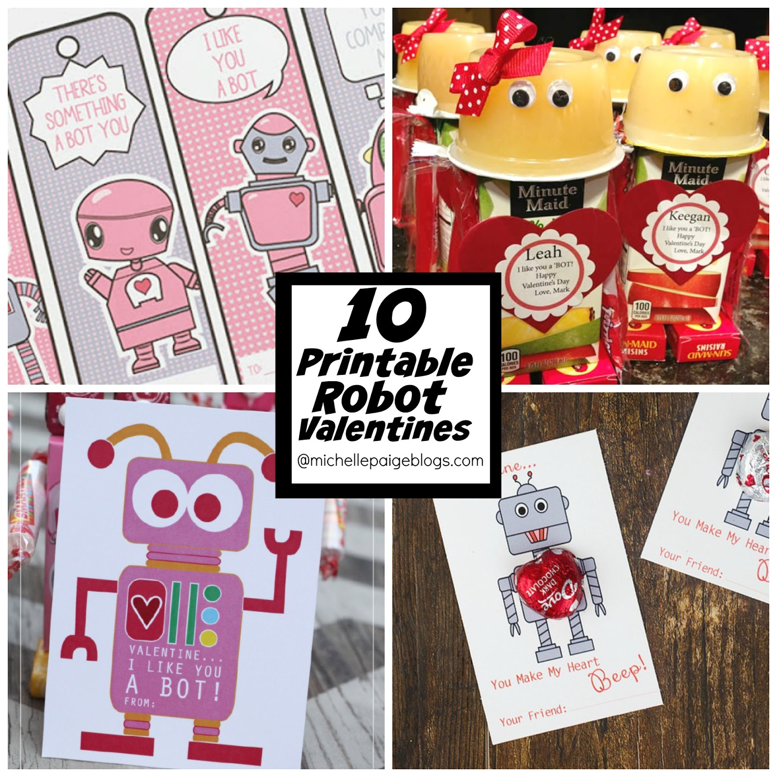 10 Free Robot Printable Valentines | Michelle Paige Blogs in Free Printable Robot Valentines