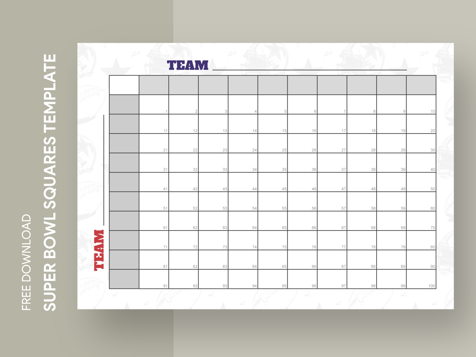 100 Square Grid For The Big Gamegdoc On Dribbble within Free Printable Super Bowl Pool Squares