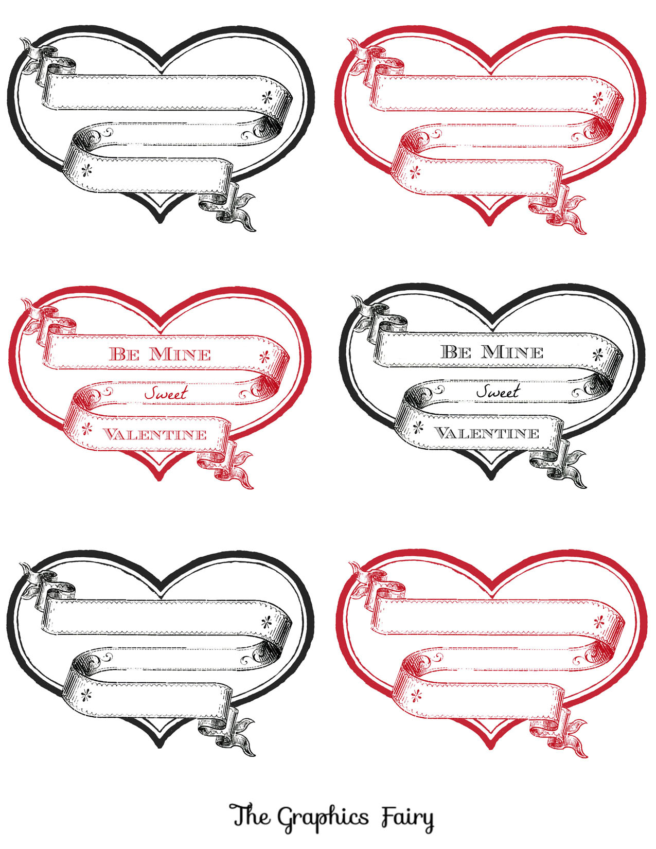 14 Printable Valentine Heart Images! - The Graphics Fairy throughout Free Printable Valentine Labels