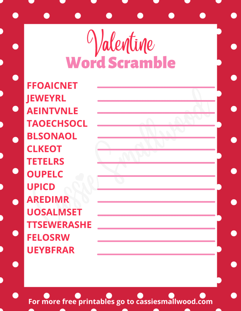 3 Fun Valentine'S Day Word Scrambles (With Answers) - Cassie Smallwood pertaining to Printable Valentine Word Scramble