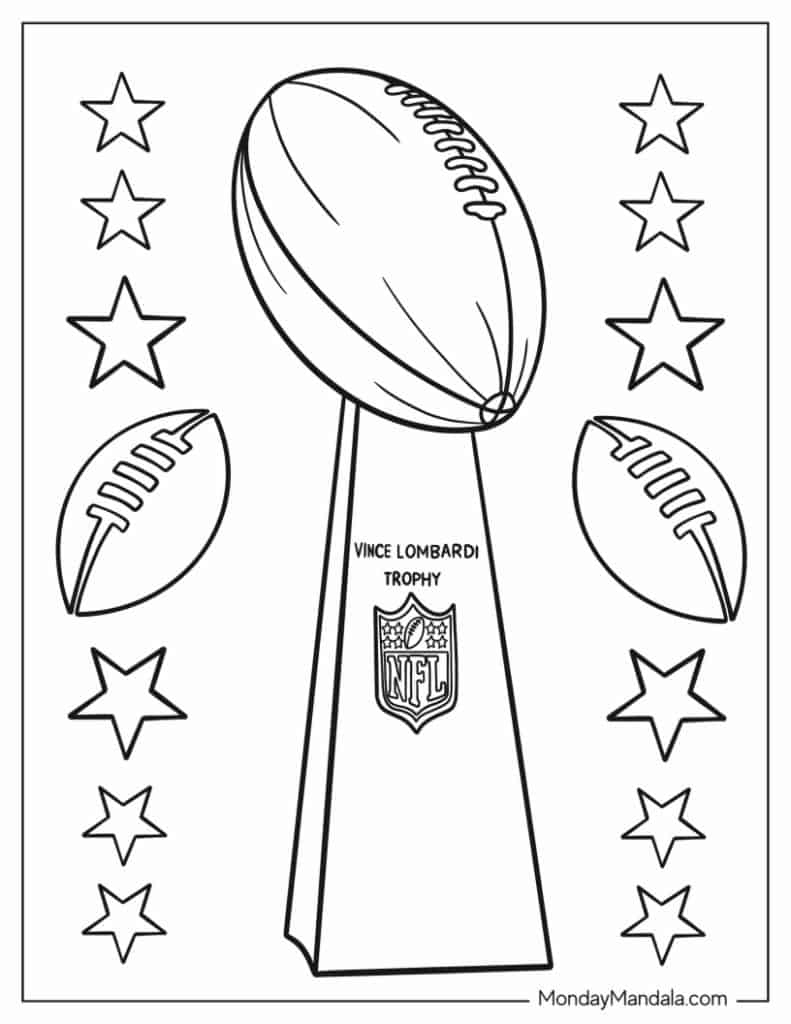42 Football Coloring Pages (Free Pdf Printables) regarding Super Bowl Trophy Printable