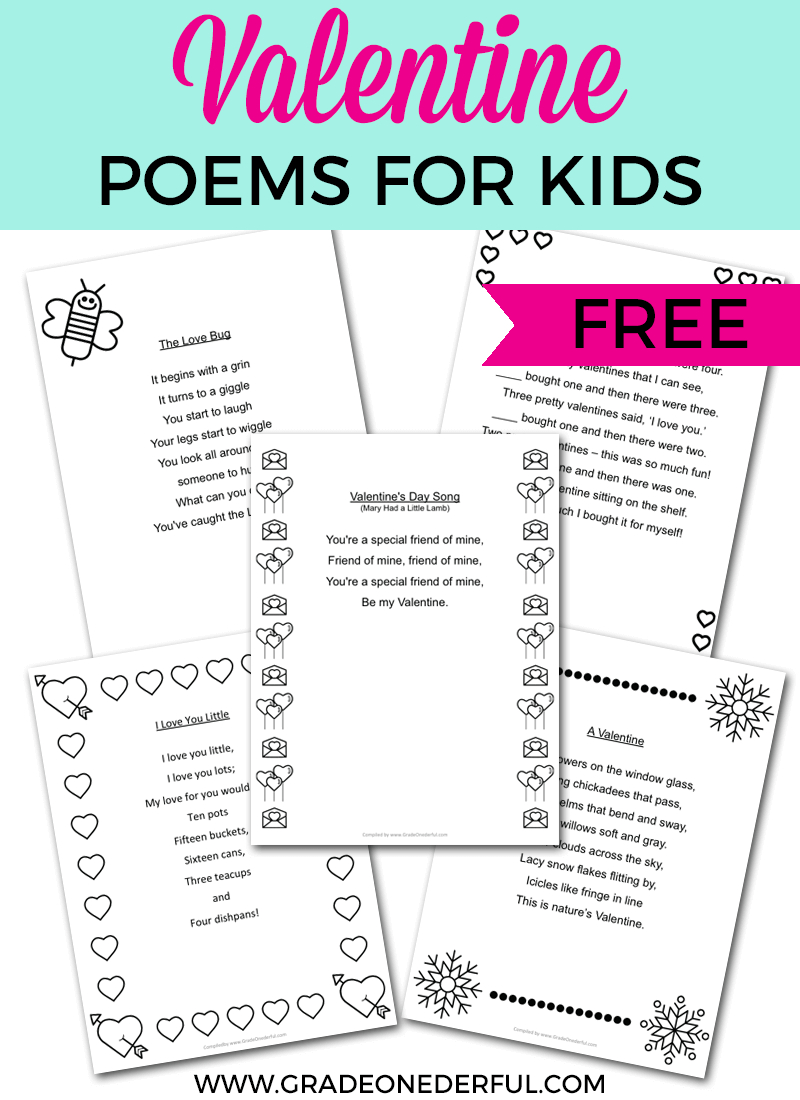 5 Free Valentine Poems » Grade Onederful inside Printable Valentine Poems