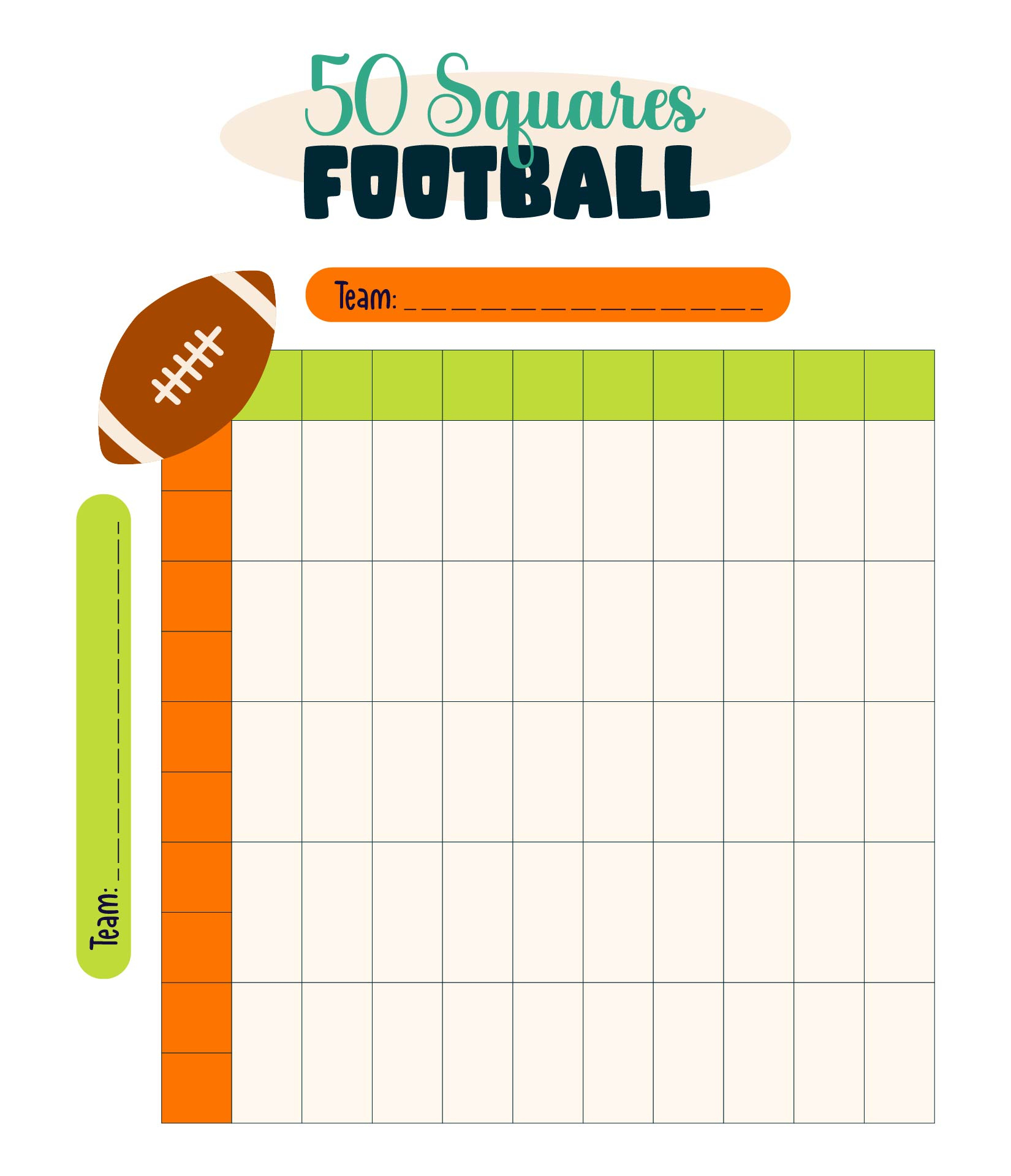 50 Square Football Pool Grid - 14 Free Pdf Printables | Printablee for Printable Super Bowl 50 Squares