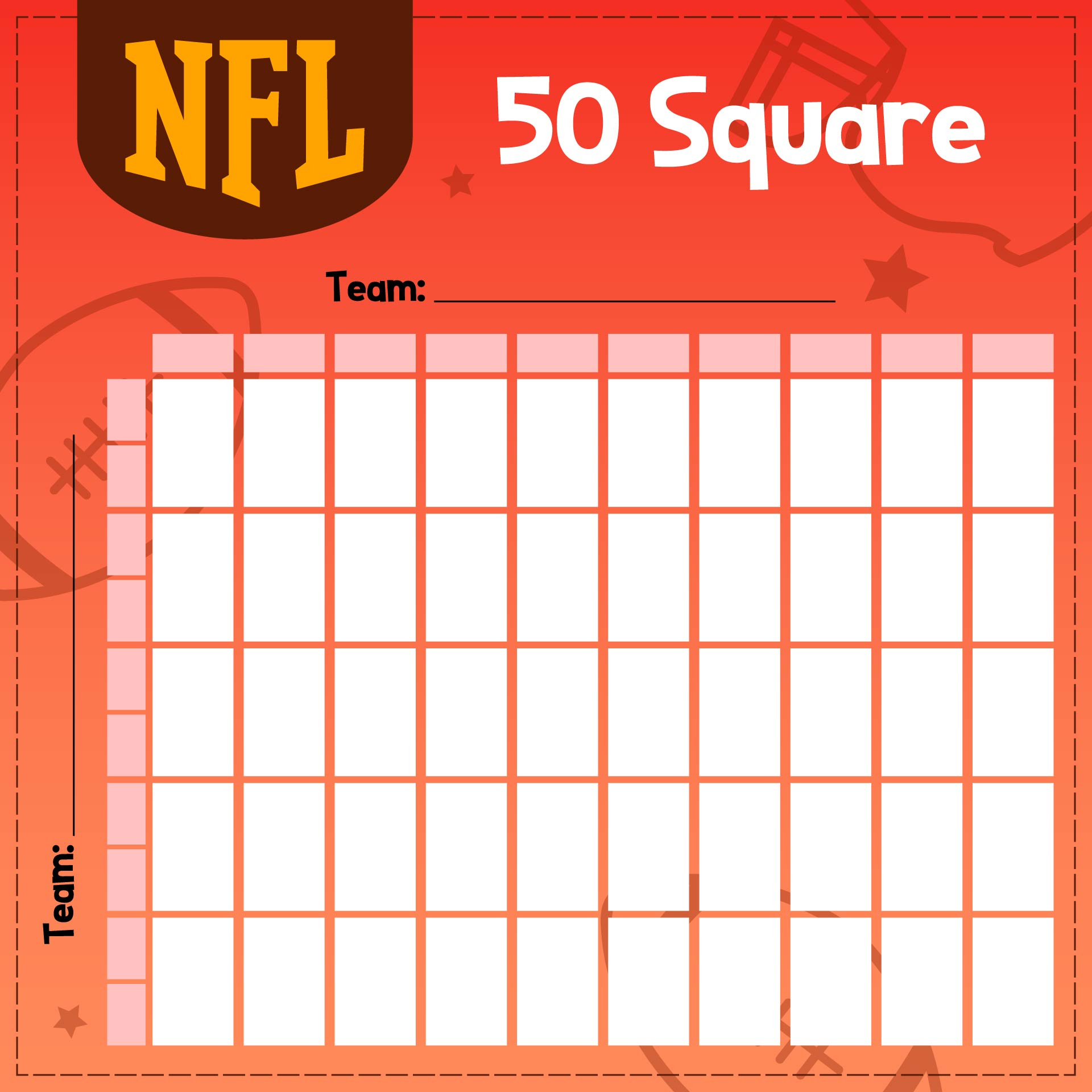 50 Square Football Pool Grid - 14 Free Pdf Printables | Printablee for Super Bowl 50 Squares Printable