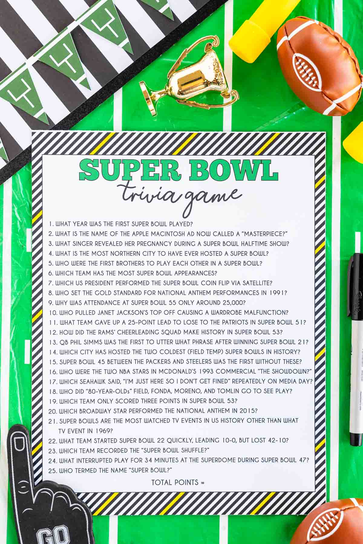 50 Super Bowl Trivia Questions &amp;amp; Printable Game - Play Party Plan intended for Super Bowl Trivia Questions Printable