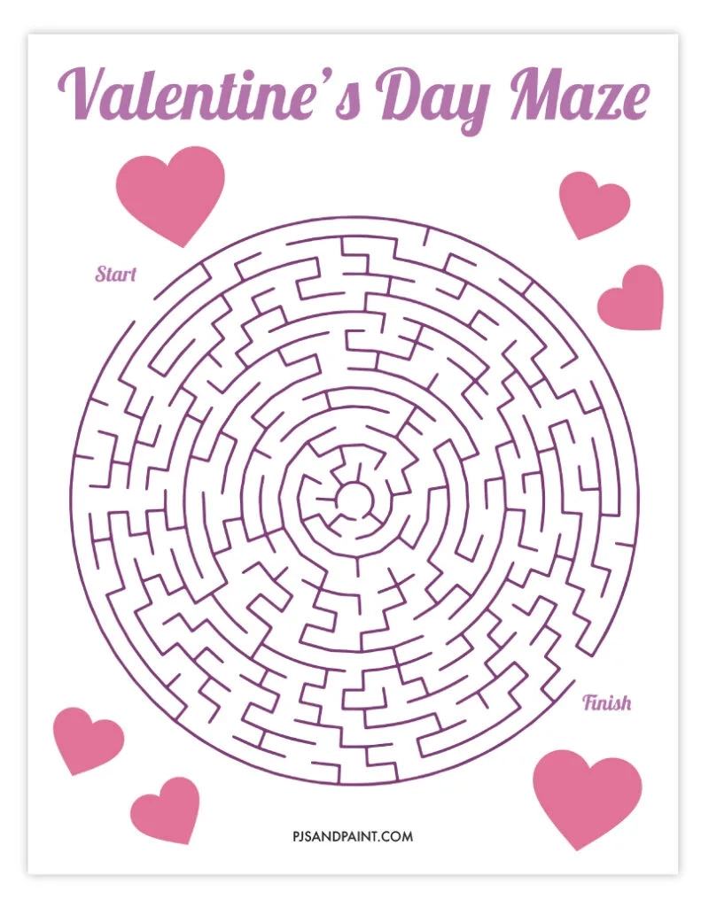 9 Free Printable Valentine'S Day Mazes - Pjs And Paint for Printable Valentine Mazes For Kids