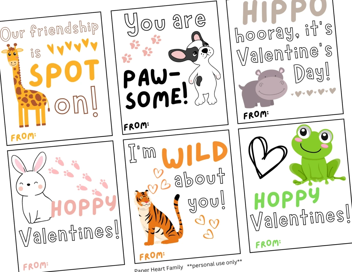 Adorable Free Printable Animal Valentines intended for Printable Valentine Cards For Family