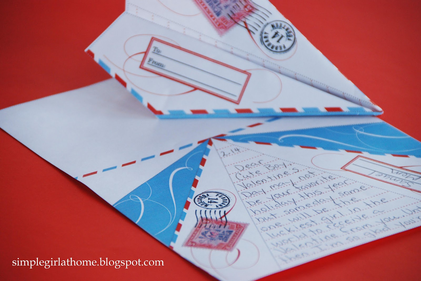 Airplane Valentine - Free Printable! within Free Printable Paper Airplane Valentine