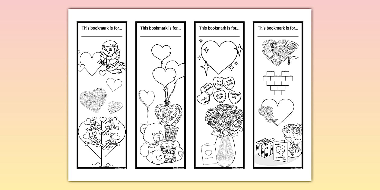 Artcreativity Valentine'S Day Bookmark Craft Kit For Adults Cat for Free Printable Coloring Valentine'S Day Bookmarks