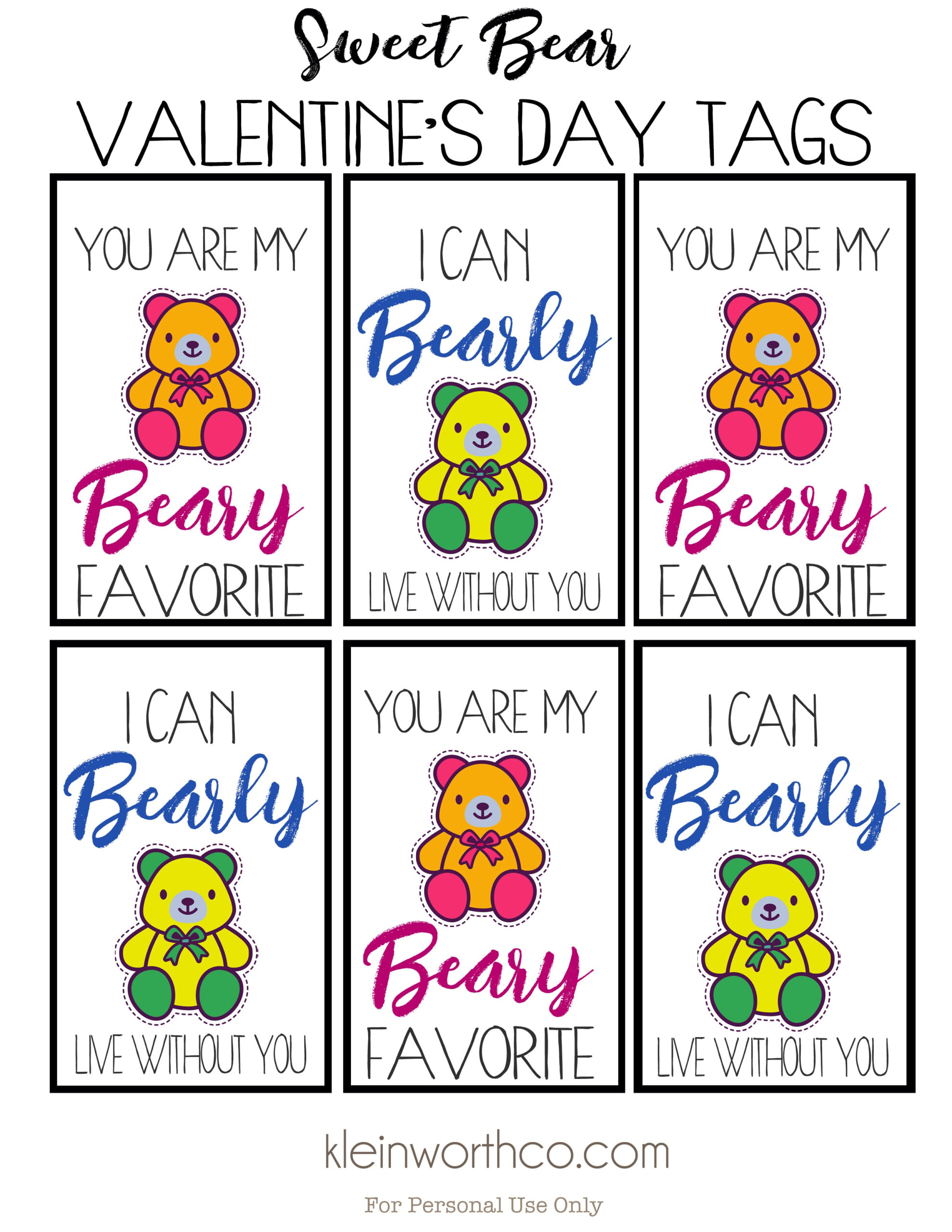 Beary Sweet Printable Valentines - Yummi Haus with regard to Free Printable Gummy Bear Valentine Printable
