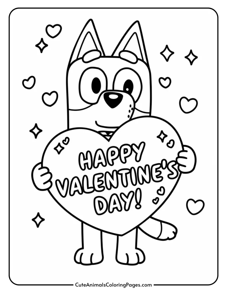 Bluey Valentines Coloring Pages (19 Free Printable Pdf Pages throughout Printable Valentine Day Coloring Sheets