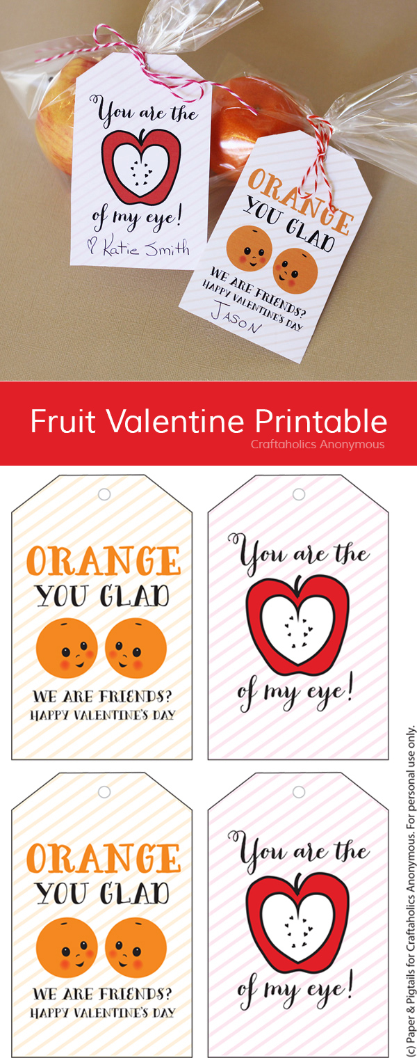 Craftaholics Anonymous® | Valentine Fruit Tags for Printable Valentine Tags For Kids