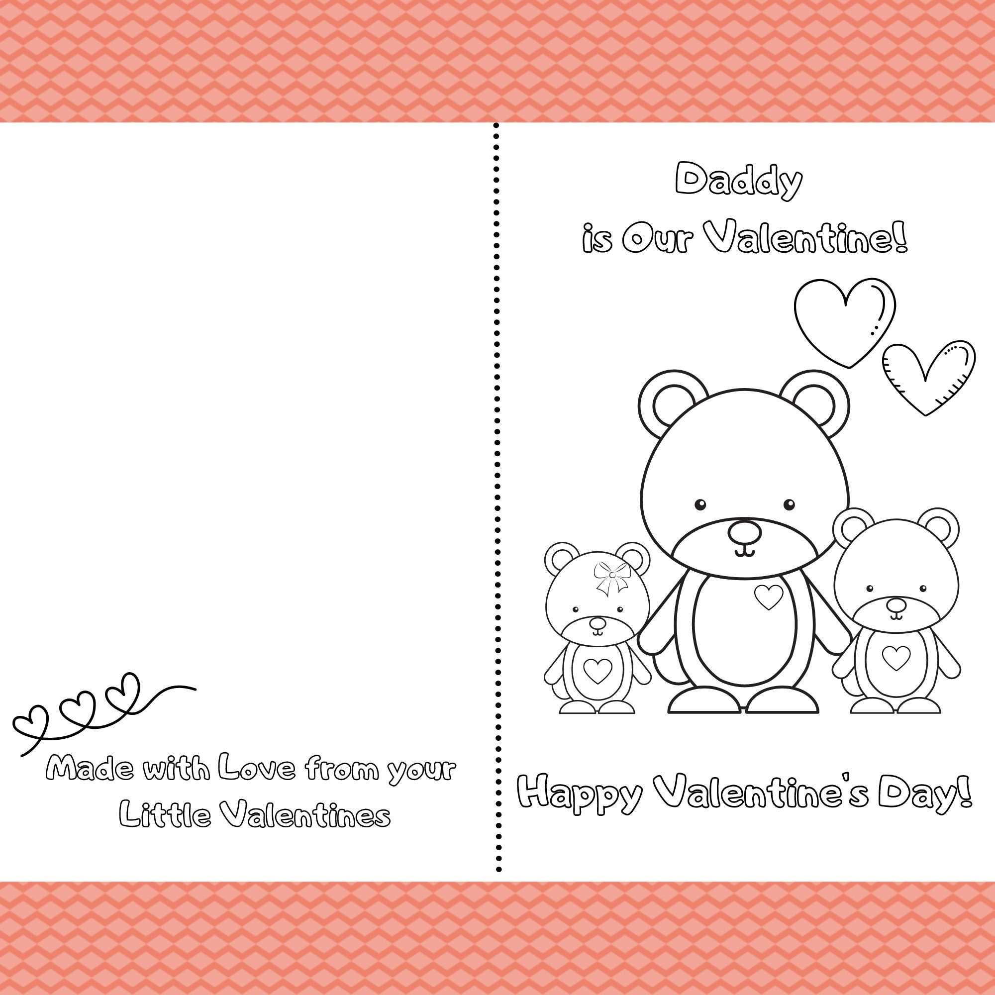 Daddy Is Our Valentine Printable Foldable Kids Valentine Card To for Foldable Printable Valentine Cards