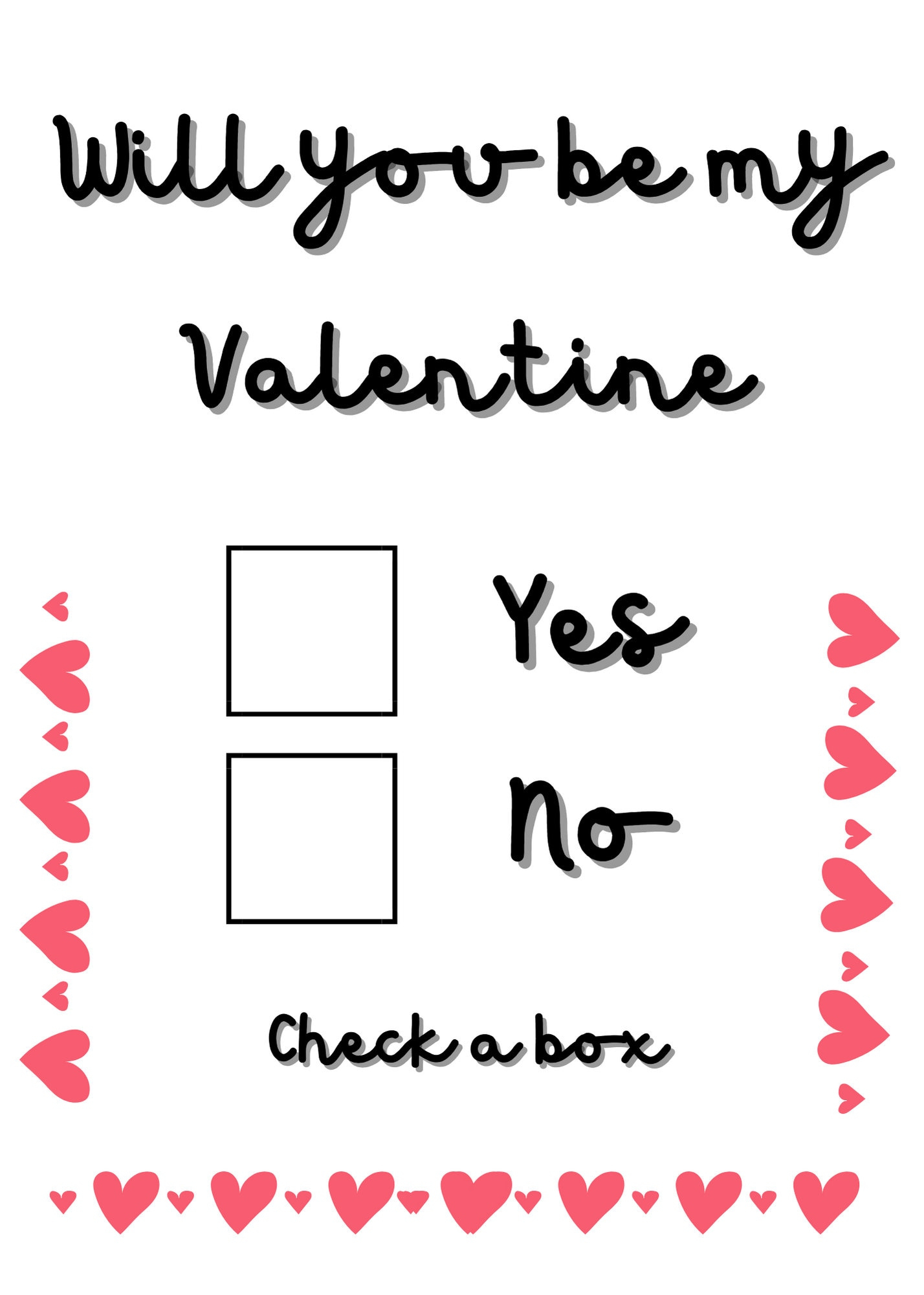 Digital Download| Printable |Instant Download | Him| Her throughout Will You Be My Valentine Yes Or No Printable