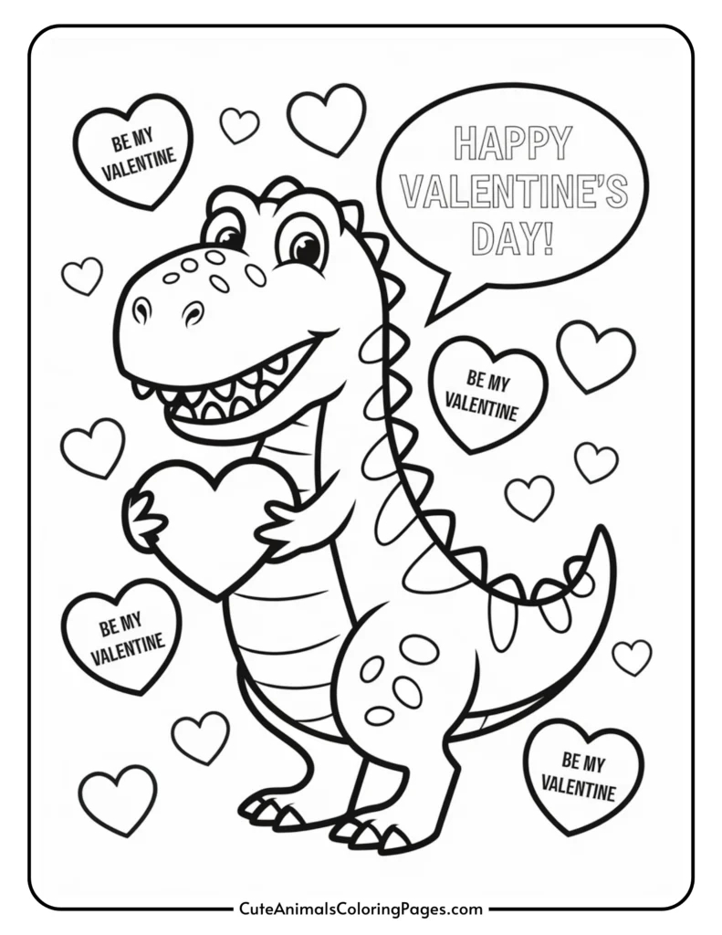 Dinosaur Valentine Coloring Page (22 Free Printables) - Cute pertaining to Free Dinosaur Valentine Printables