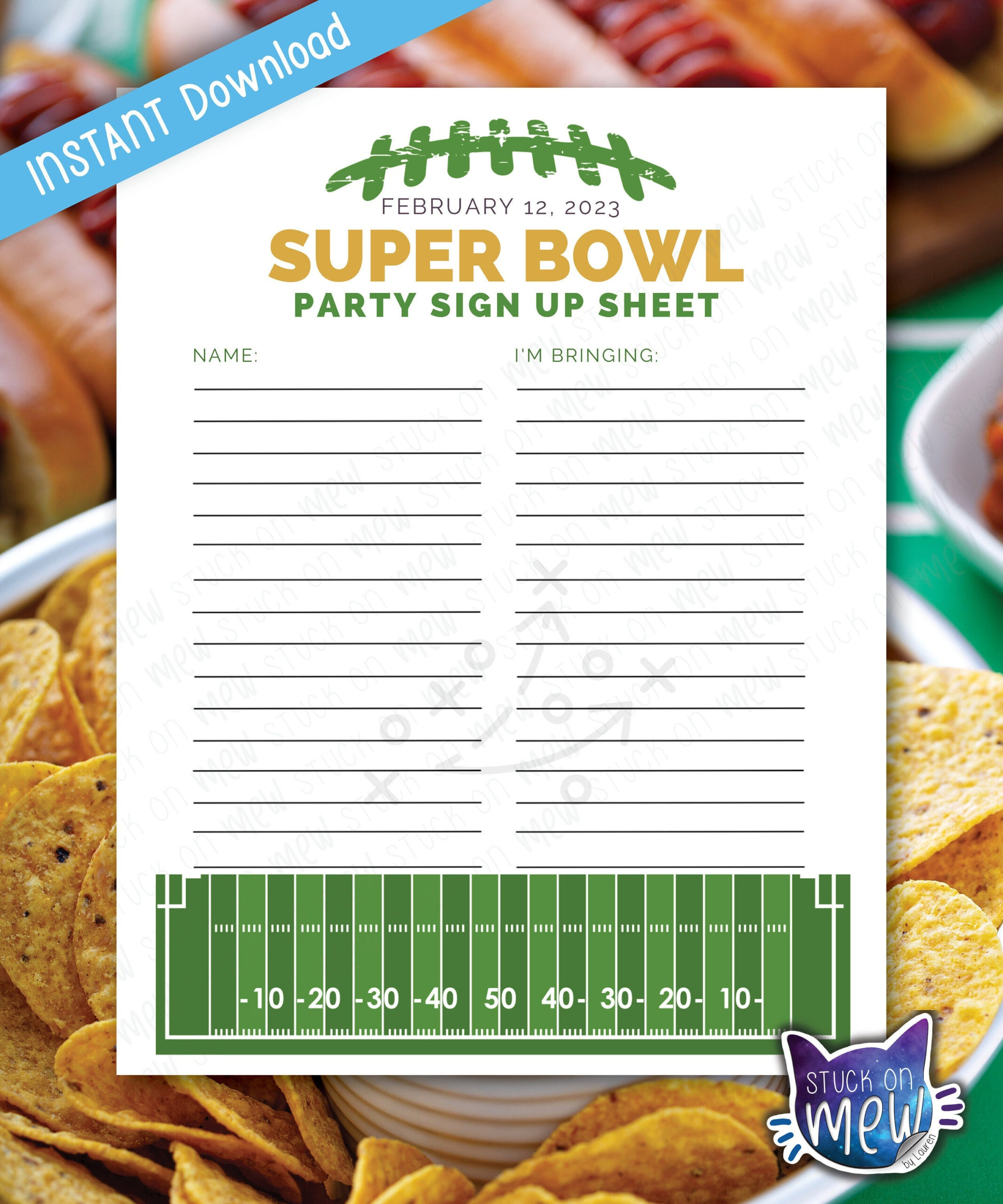 Editable Super Bowl Party Sign Up Sheet: Printable Food List (Pdf regarding Printable Super Bowl Potluck Sign Up Sheet