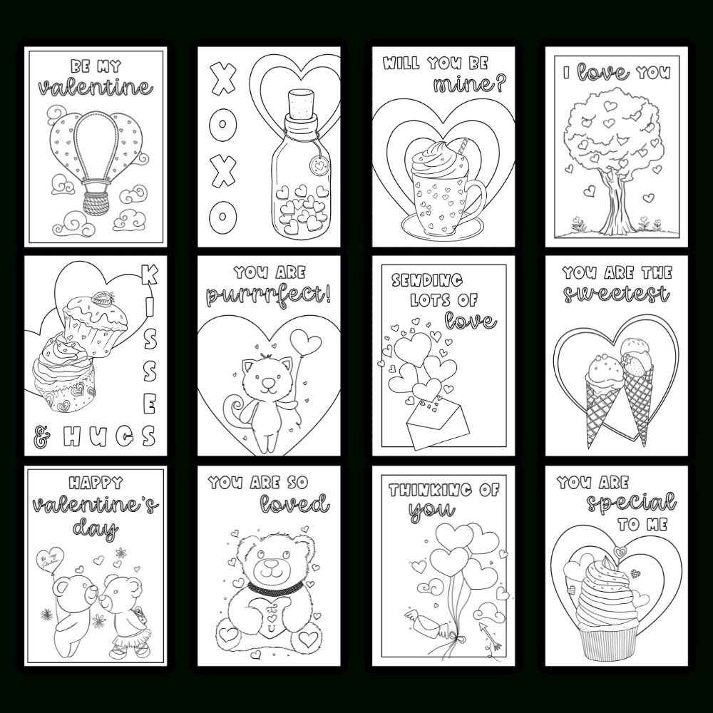 Foldable Valentine&amp;#039;S Day Coloring Cards (Totally Free!) - The inside Free Foldable Printable Valentines Day Cards to Color